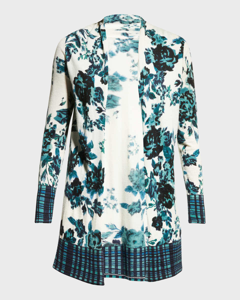 Cashmere Floral-Print Cardigan
